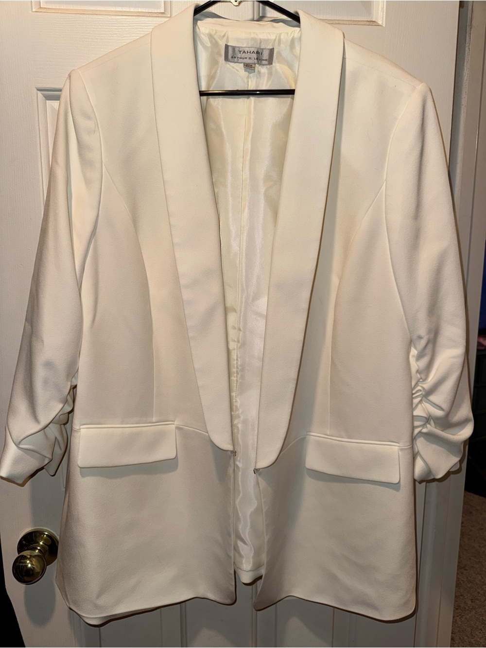 Tahari Cream Satin-Lined Jacket